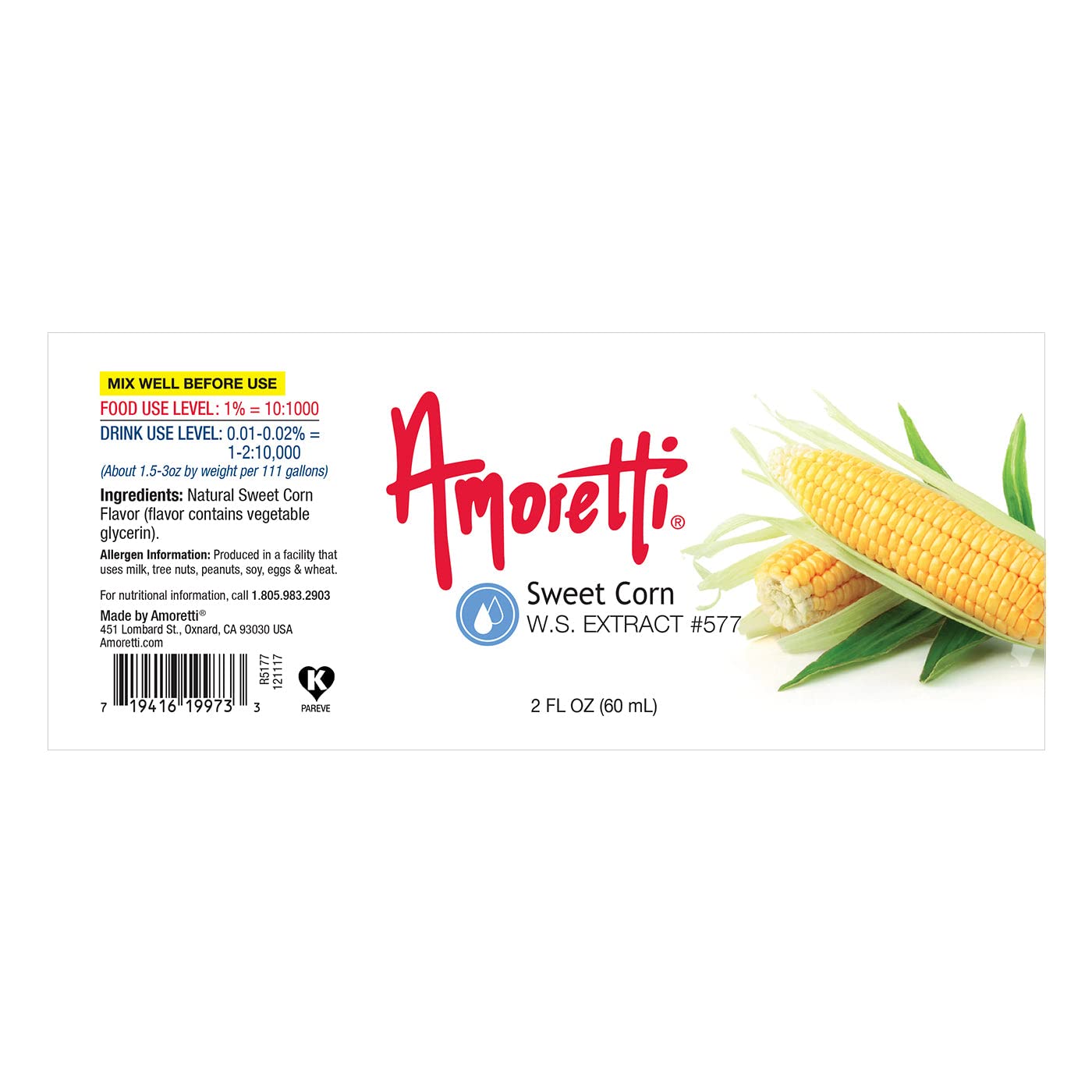 Amoretti – Extracto de maíz dulce soluble en agua, 2 libras – Altamente concentrado y perfecto para pasteles, salados, elaboración de cerveza y más,