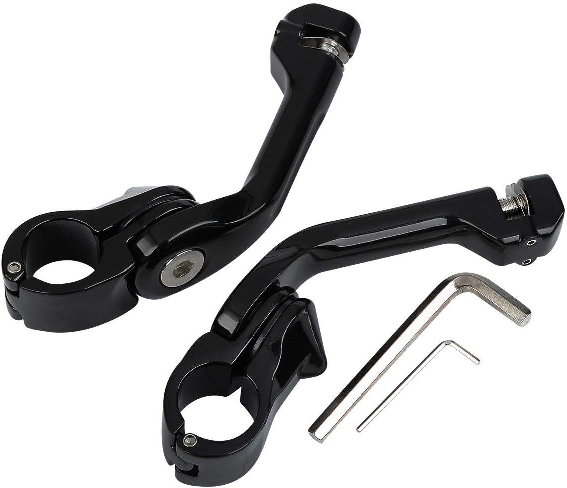 Kit de montaje de clavijas de carretera ajustable en ángulo largo de 1-14 pulgadas de 1.260 in, color negro brillante, compatible con Harley Touring