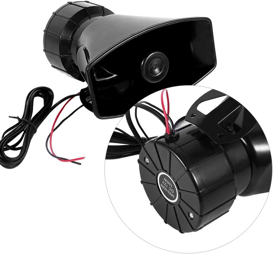 Sirena de cuerno fuerte, sirena de cuerno fuerte de 12 V, 7 sonidos cuerno con micrófono sistema de altavoces PA para coche, barco, furgoneta, camión