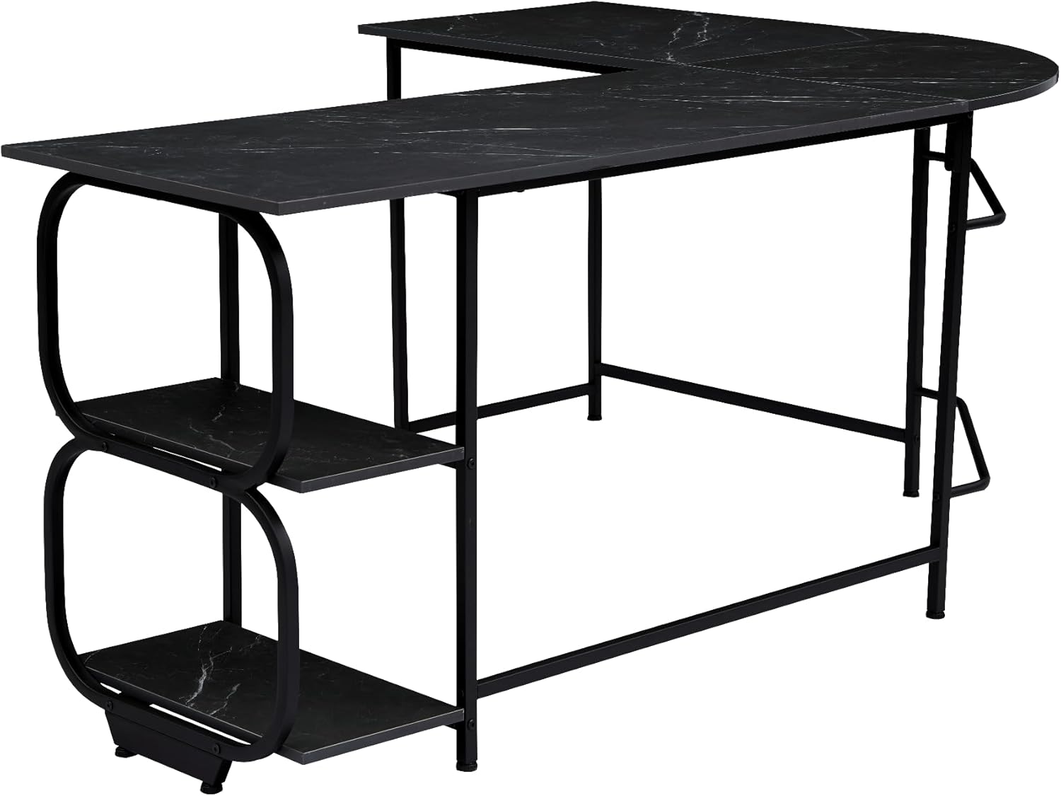 Anivia – Escritorio de computadora reversible en forma de L con estantes de 68.9 pulgadas, escritorio esquinero para juegos y escritura, color negro