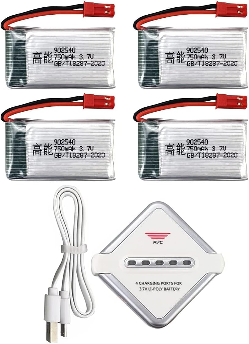 Accesorios 4 unids 3.7 V 750 mAh batería de litio Whith 4 en 1 cargador para MJX X400 X400W X800 X300C S670 V950HD V950STR S1750 V2450 HS110 HS110W