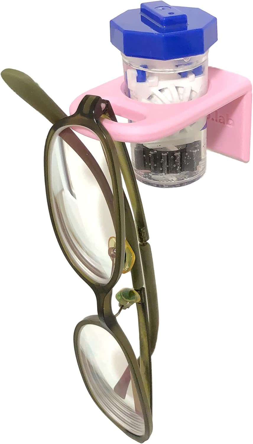Clear Care – Funda para lentes de contacto con compartimento para gafas (funda no incluida), Rosado