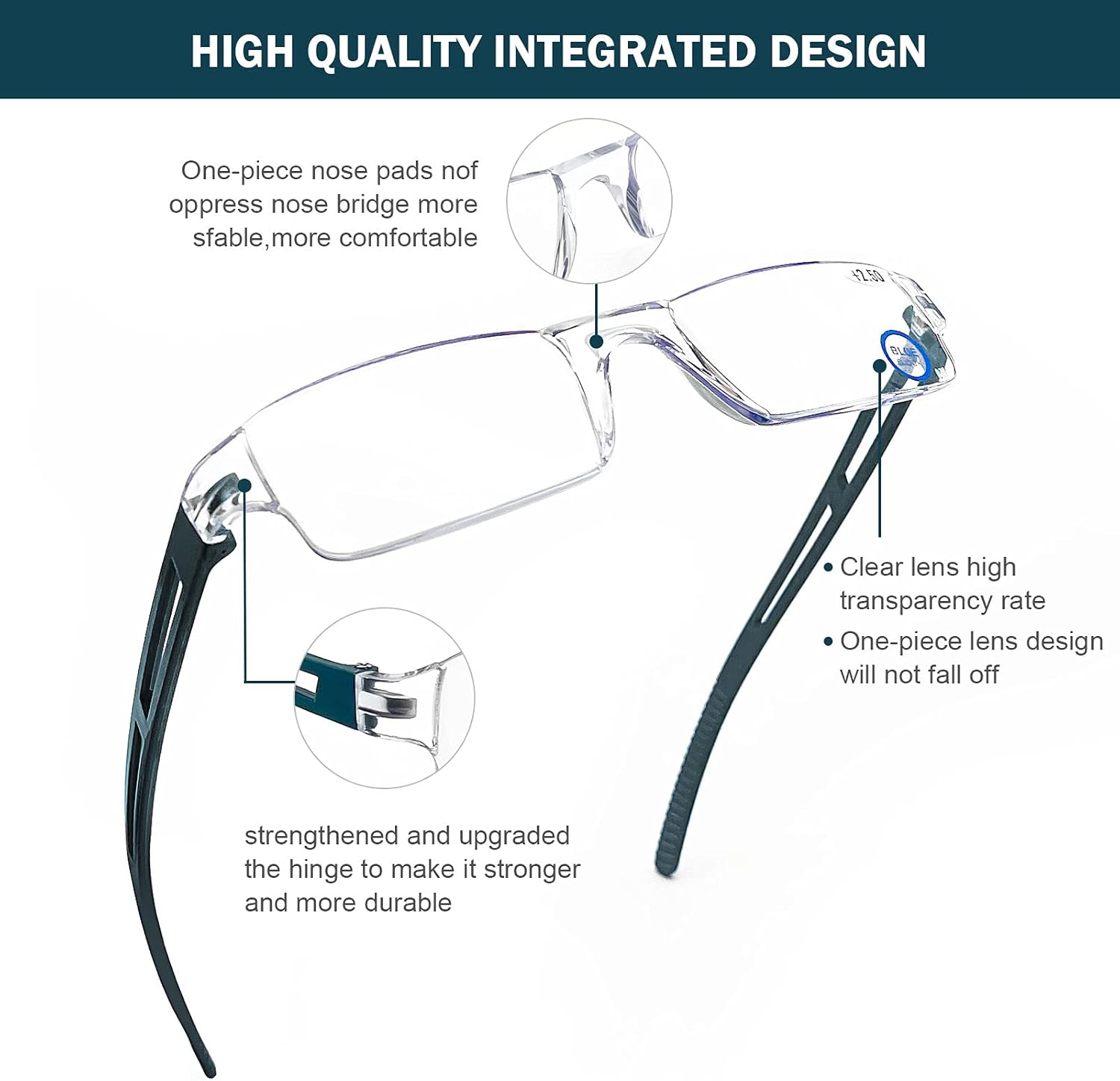 AQWANO Lentes de lectura para computadora con bloqueo de luz azul, paquete de 5 lentes de lectura sin montura para lectura ligeras, cómodas,