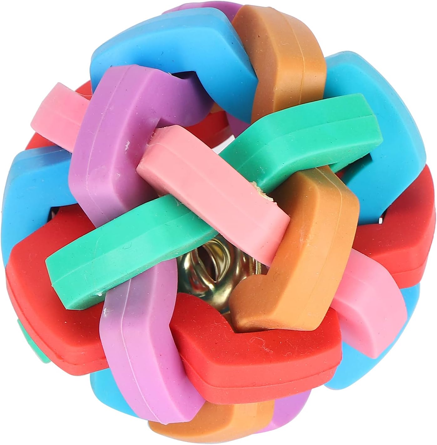 GLOGLOW Juguetes de bola de goma, colorido suave TPR bola masticar juguete interactivo con campana interior para perros Mini cerdos (M) juguetes de
