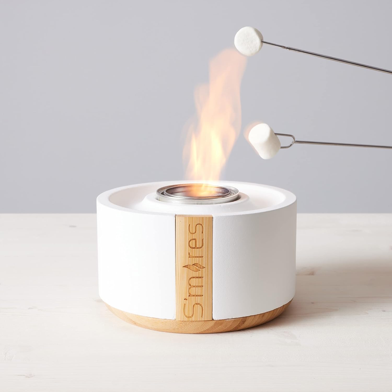 TerraFlame – Tostador portátil para interiores y exteriores, sin humo, gel de combustible, combustible, S’mores, color blanco
