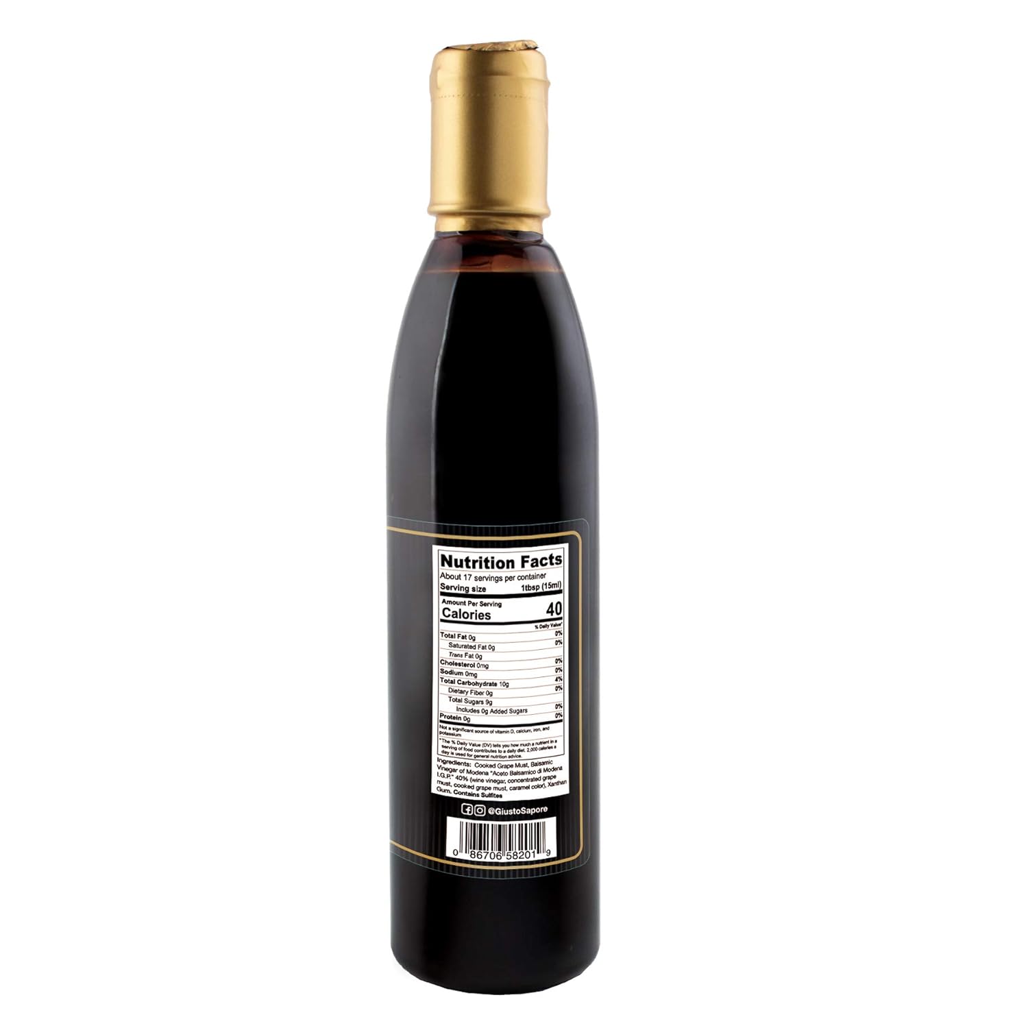 Giusto Sapore Esmalte balsámico original 95% con reducción balsámica, totalmente natural, importado de Italia y propiedad familiar, 8.5 onzas