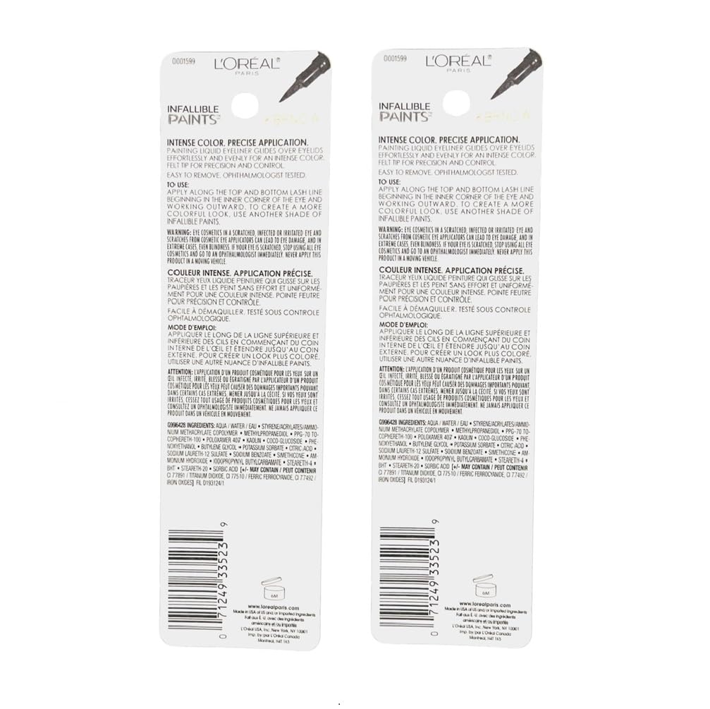 L’Oreal Paris Infallible Paints – Delineador de ojos líquido, color blanco Party 310