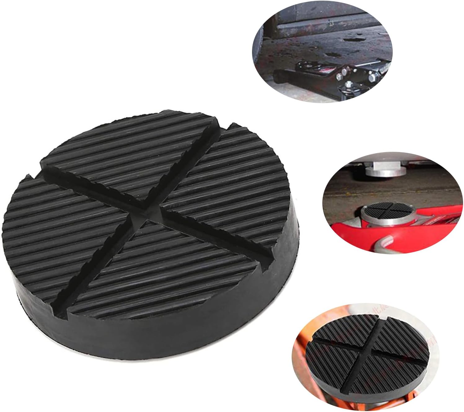 1 bloque de goma de soporte para gato de piso de automóvil, clip adaptador de almohadilla de disco ranurado en cruz, abrazadera de soldadura lateral