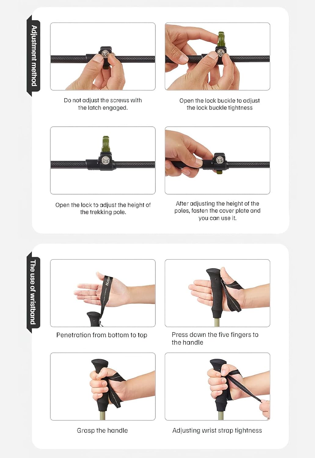 Naturehike – Bastones de senderismo de fibra de carbono 3K, plegables y telescópicos, 3 secciones, ultraligeros para mujeres y hombres, bastones de