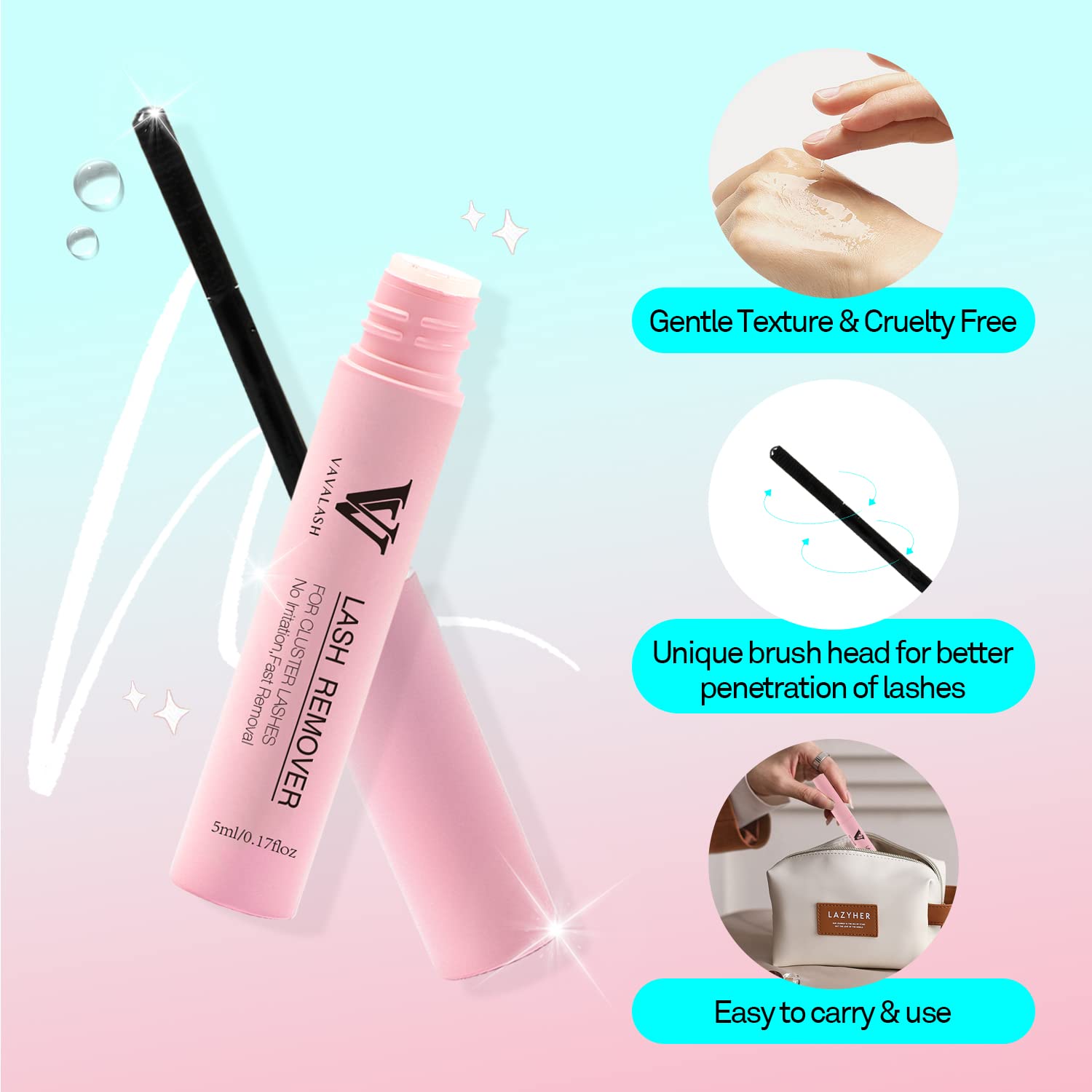 VAVALASH Kit de extensiones de pestañas individuales con 72 unidades de 0.315 a 0.630 pulgadas, mezcla de racimos de pestañas para unir y sellar,