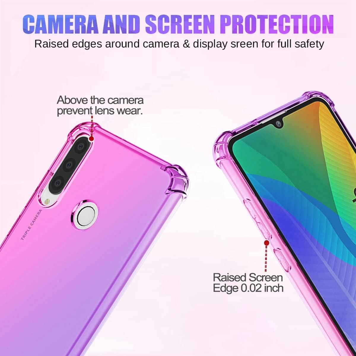 Funda para Huawei Y6P, MED-LX9 Linda funda para niñas y mujeres, degradado, delgada, antiarañazos, TPU suave, funda protectora a prueba de golpes