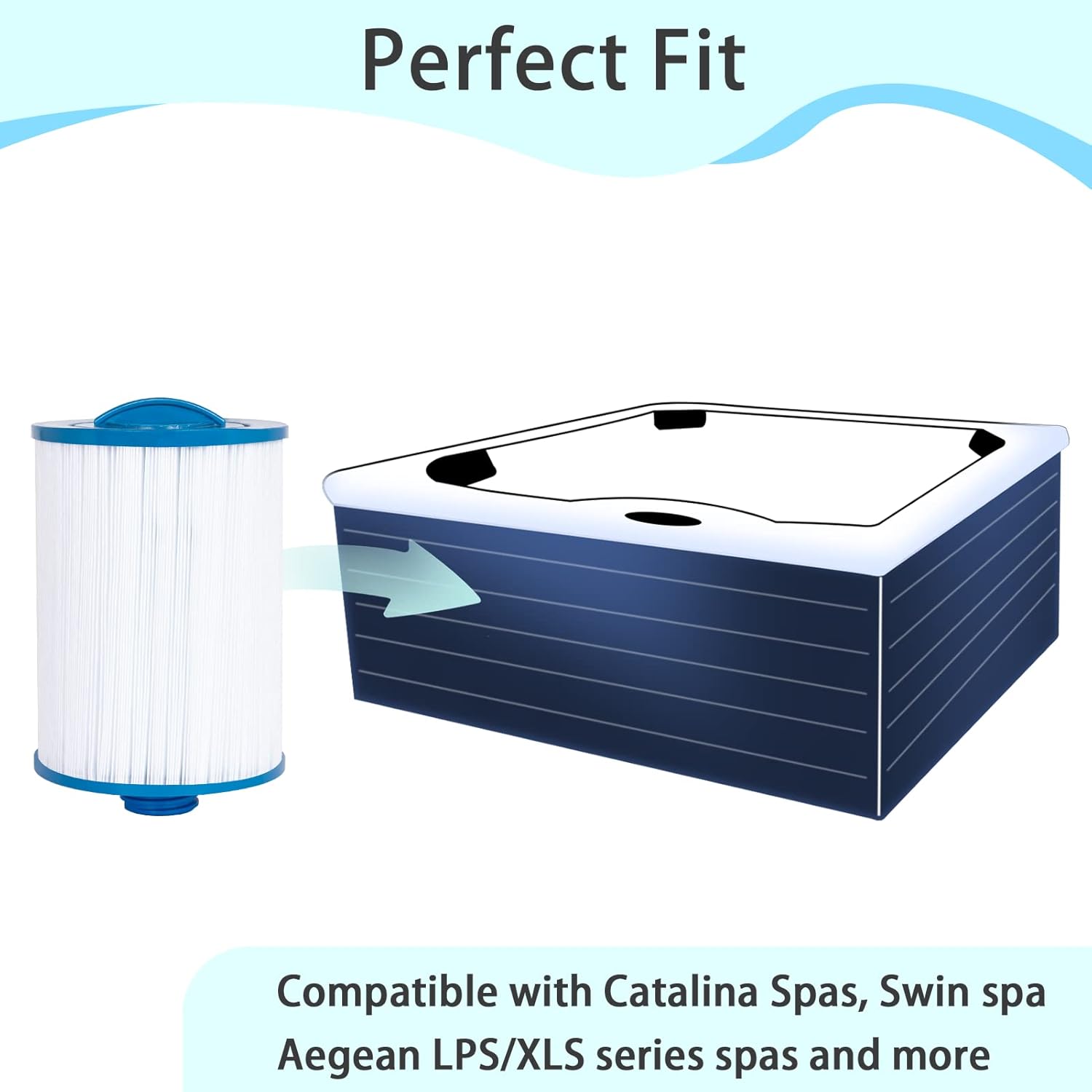 Future Way 6CH-940 Filtro de spa compatible con Pleatco PWW50P3, Filbur FC-0359 filtro para bañera de hidromasaje, 45 pies cuadrados, paquete de 2