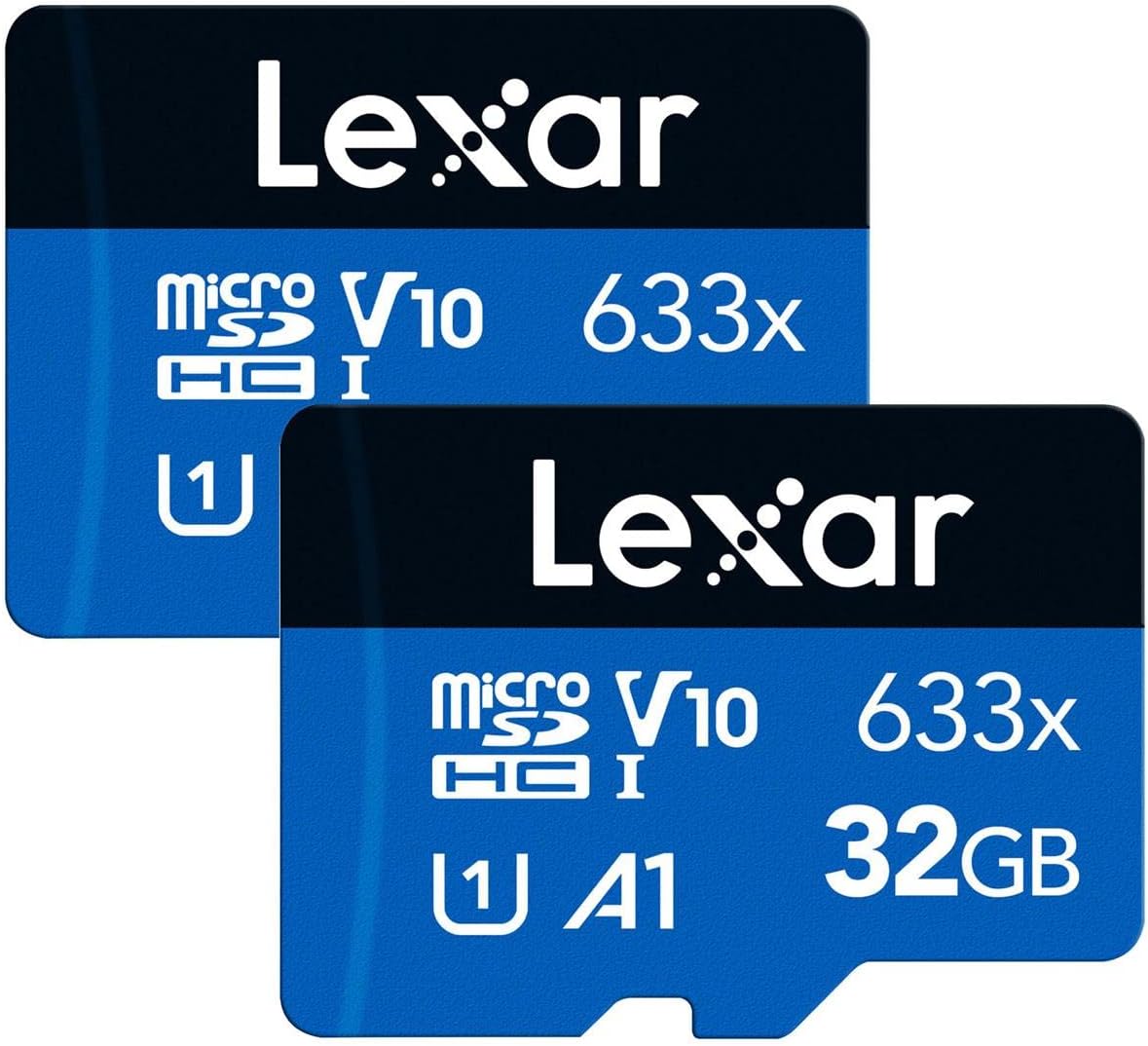 Lexar Tarjeta micro SD 633x de alto rendimiento de 32 GB (paquete de 2) con adaptador SD, UHS-I, C10, U1, A1, video Full HD y 4K, lectura de hasta