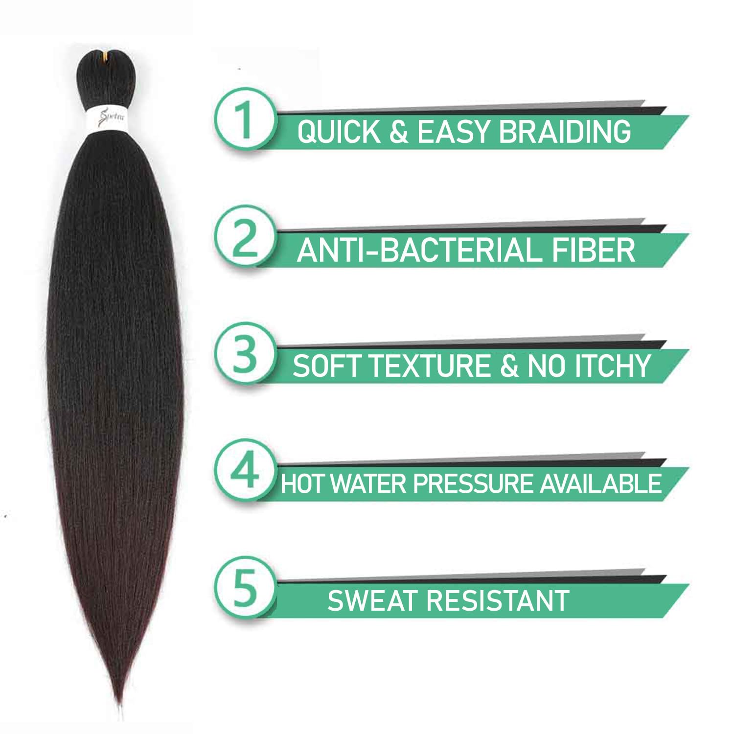 8 paquetes de extensiones de cabello trenzado profesional preestirado de 24 pulgadas, trenzas sintéticas de pelo EZ natural, trenzas de ganchillo de