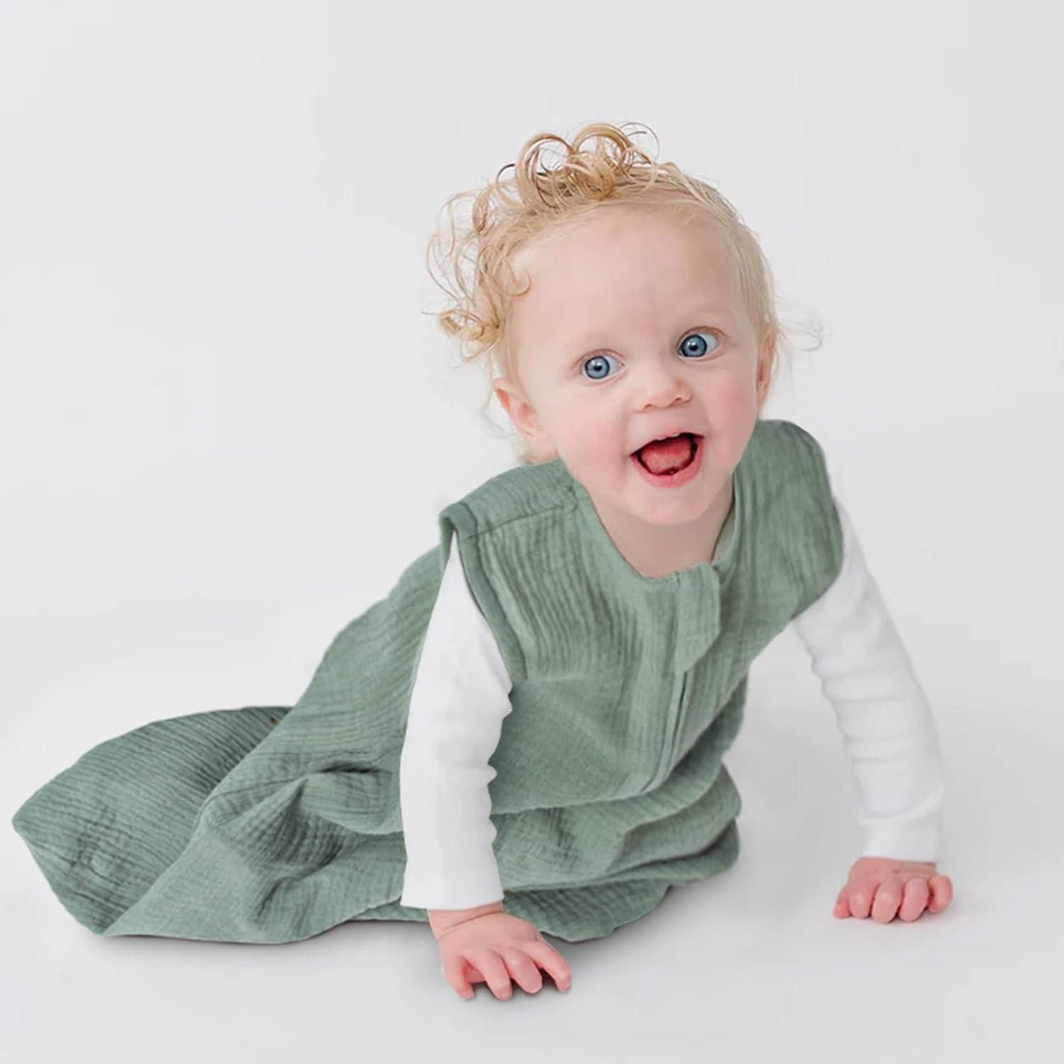 PRIMLECT Saco de dormir para bebé de 6 a 12 meses, manta de muselina para bebé, con cremallera de 2 vías, saco de dormir ligero y transpirable 0.5