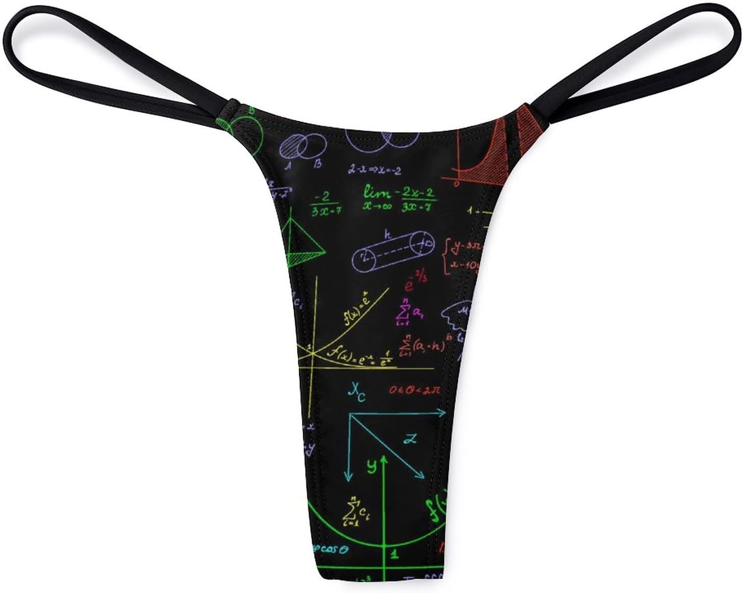 Multicolored Math Formulas Science G-String Thongs for Women No Show Panties Underwear Low Rise T-Back