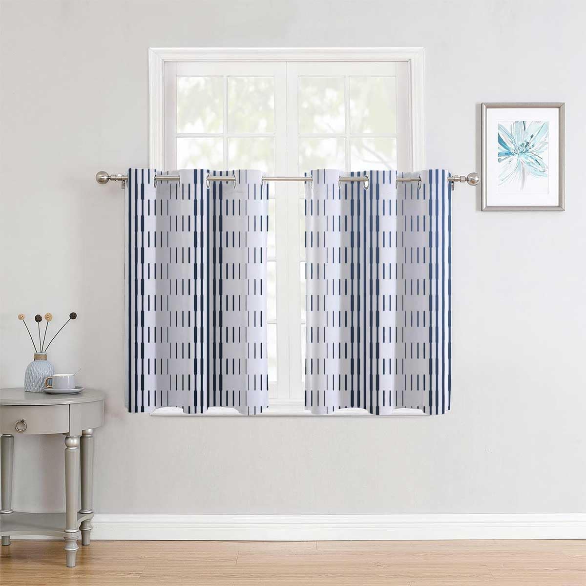 Cortinas De Cocina Modernas Light Color Geometry Lattice Line Modern Divider Curtain for Room Separation Drapes 72Inch Width by 72Inch Length,2