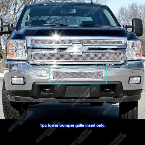 APS Compatible con Chevy Silverado 2500HD 3500HD 2011-2014 Parachoques inferior de acero inoxidable cromado malla inserto C76832T