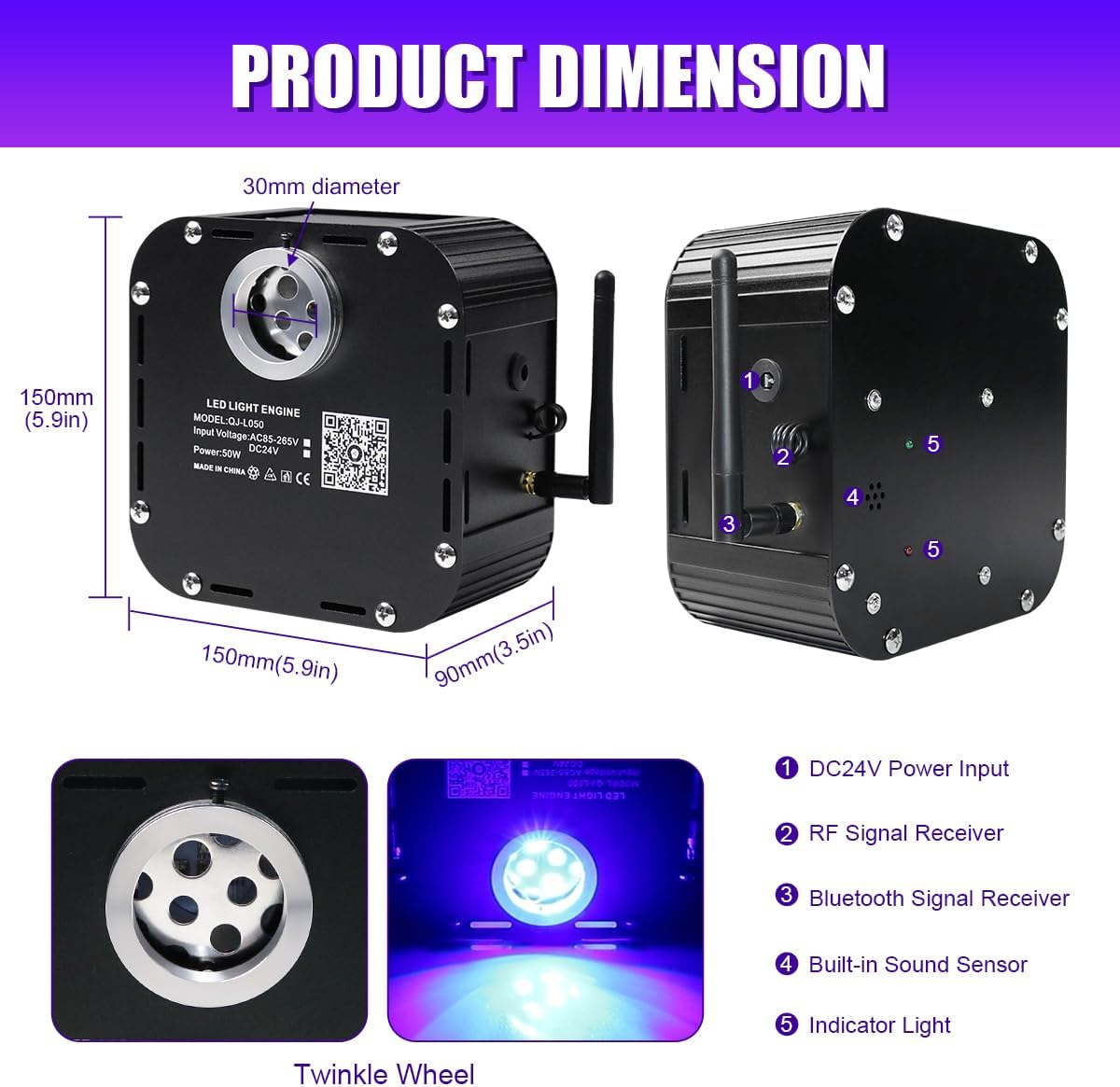 AZIMOM Kits de luz de estrellas de fibra óptica centelleante de alto brillo de 50 W, 800 piezas, hebras de fibra de 16.5 pies, brillo final,