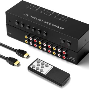 Y.D.F 6 puertos RCA a HDMI Convertidor 6 vías RCA compuesto CVBS AV interruptor a HDMI convertidor adaptador soporte 43169 conmutación para Sega Y.D.F 6 puertos RCA a HDMI Convertidor 6 vías RCA compuesto CVBS AV interruptor a HDMI convertidor adaptador soporte 43169 conmutación para Sega