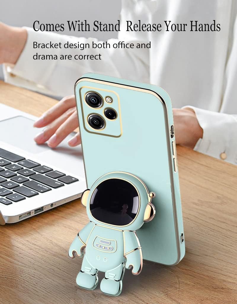 Compatible con Poco X5 Pro Funda con chapado creativo de astronauta de dibujos animados rosa, Xiaomi Poco X5 Pro Funda de teléfono de silicona a