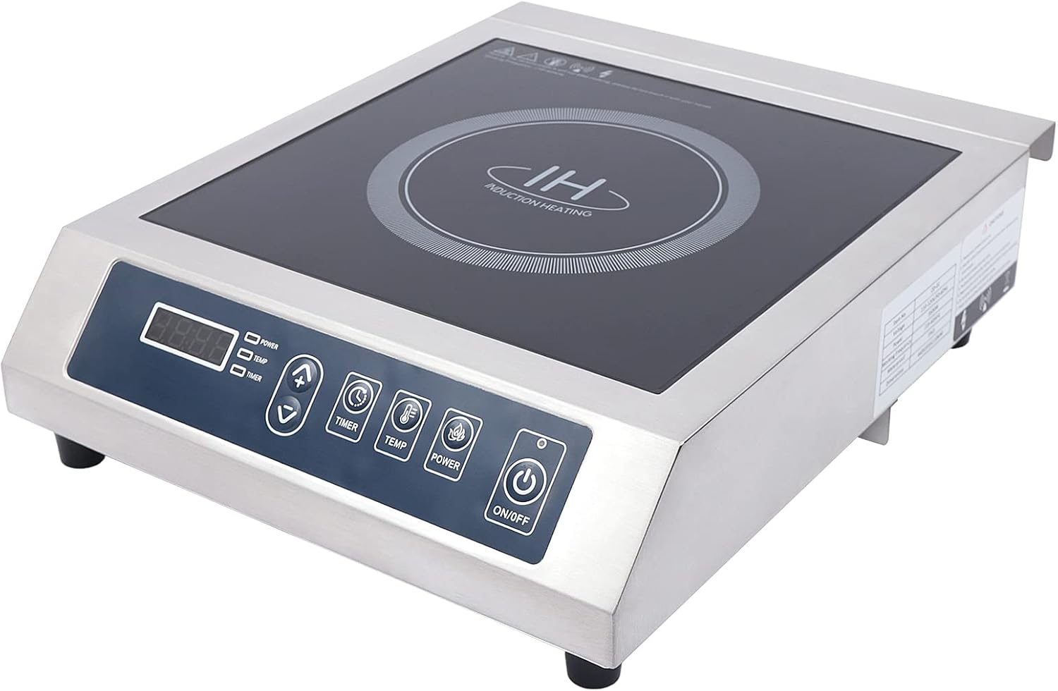 Estufa de inducción comercial grande, Quemador portátil de encimera de 1800 W, Cocina de inducción individual profesional para chef profesional,