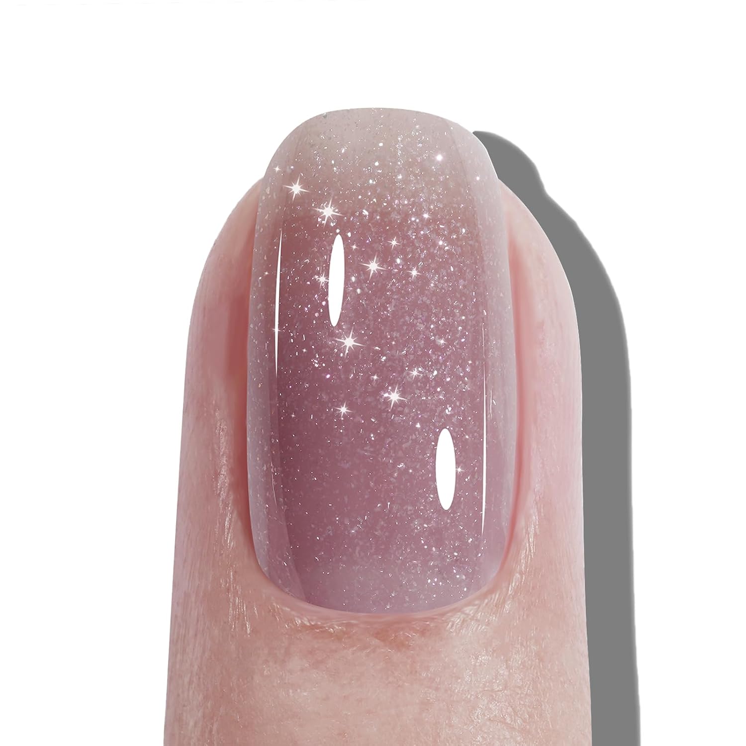 AILLSA Nude Shimmer – Esmalte de uñas en gel holográfico iridiscente malva, esmalte de gel traslúcido color morado neutro, esmalte de uñas