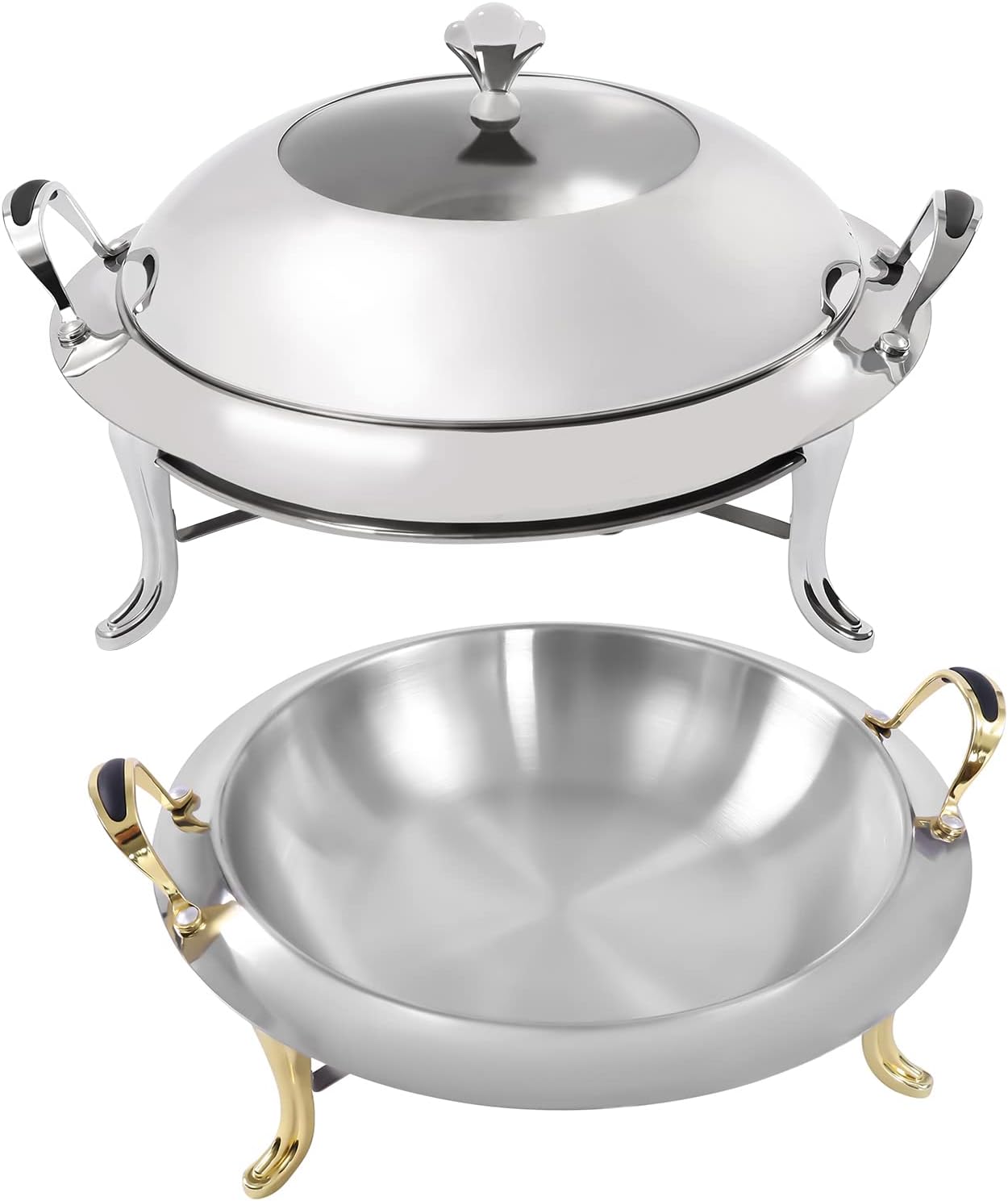 Catering – Juego de platos de acero inoxidable con tapa y rozaduras, 3.17 cuartos de galón, para bufé, fiesta, cocina, fiesta, comedor, bufé
