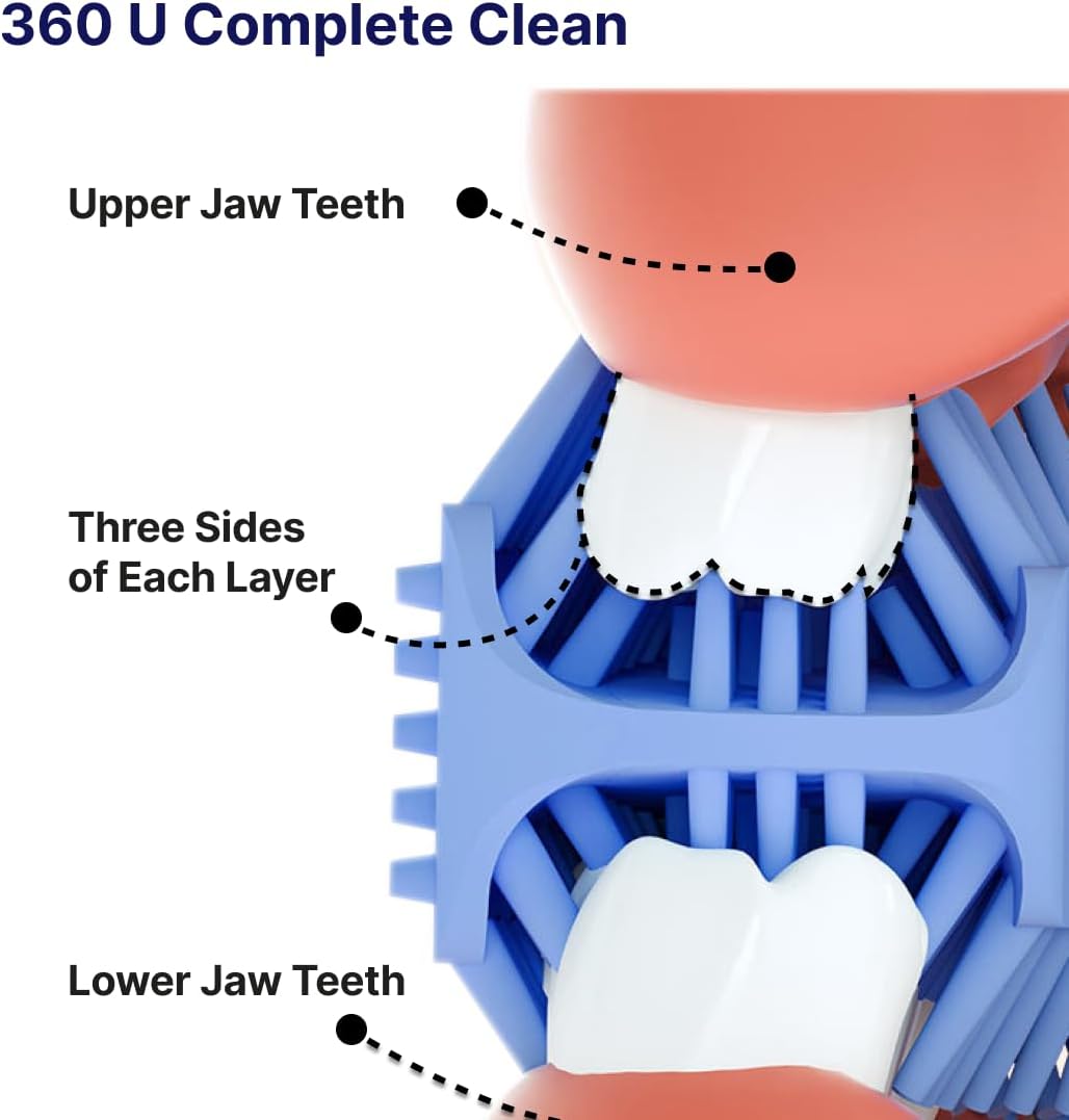 Cepillo de dientes en forma de U para niños, edad 2-12, material de silicona, cepillo de dientes rosa