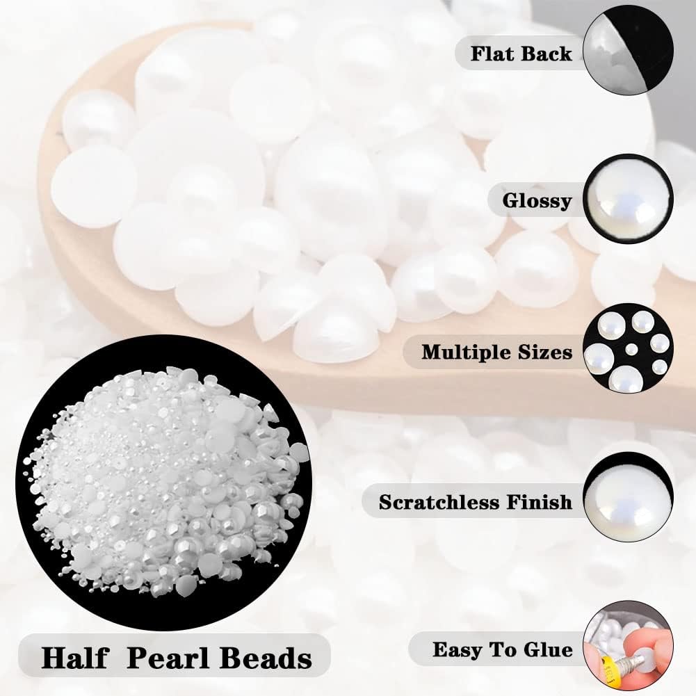 5700 piezas de medias perlas coloridas para manualidades, perlas de uñas para manualidades, accesorios de bricolaje, perlas de espalda plana para