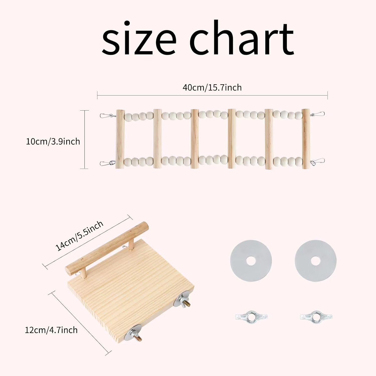 Plataforma de perca de madera para pájaros con escalera de escalada, soporte de juego de loro, puente oscilante, juguetes para masticar periquitos,
