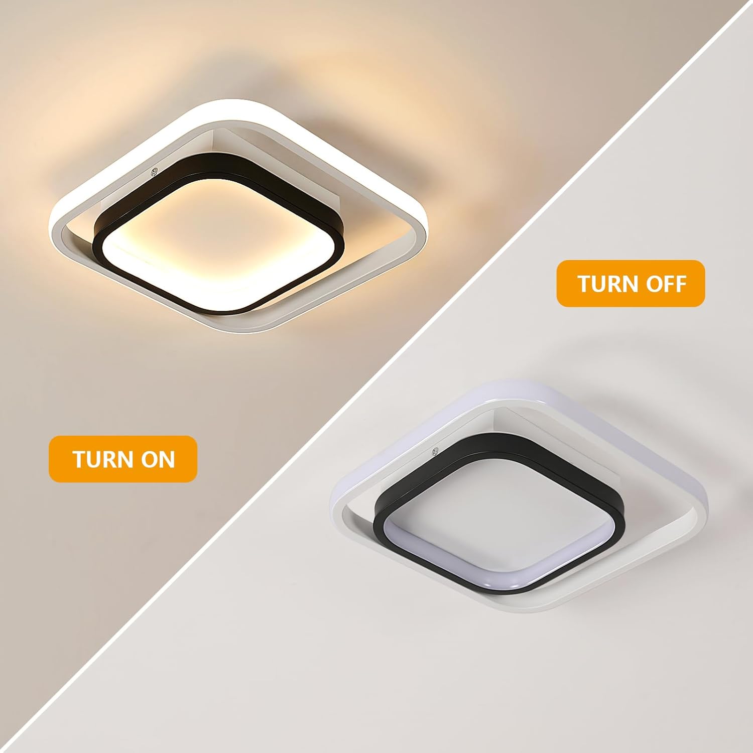 AUA Lámpara LED de techo empotrada, lámpara de techo moderna cuadrada de 33 W, 6500 K, luces de techo para pasillo cerca de la lámpara de techo para