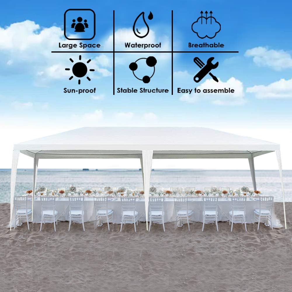 UNCHAIN Tienda de campaña con toldo de 10 x 20 pies, impermeable y recubierta contra rayos UV, para patio, cenador, playa, para uso doméstico,