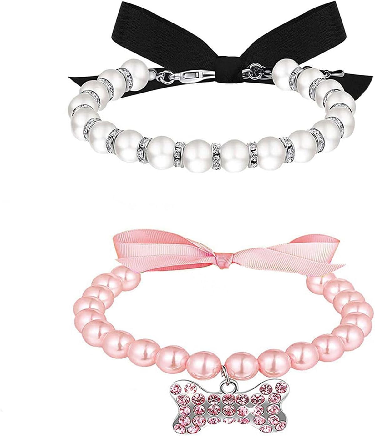Collar de perlas para perro, perro pequeño, gato, diamantes de perlas de perro, joyería de collar de perlas para mascotas, collar de perlas lindo