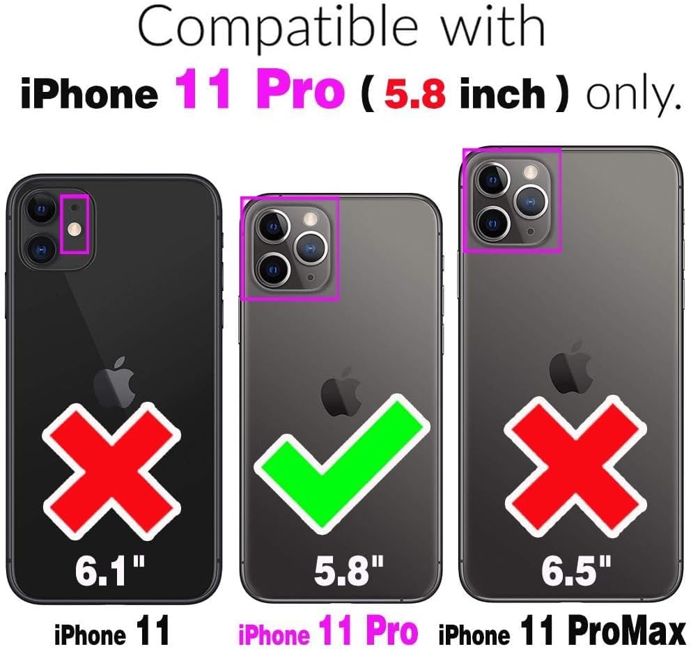 Asuwish Funda de teléfono para iPhone 11 Pro 5.8 con protector de pantalla de vidrio templado y soporte delgado, funda protectora híbrida resistente
