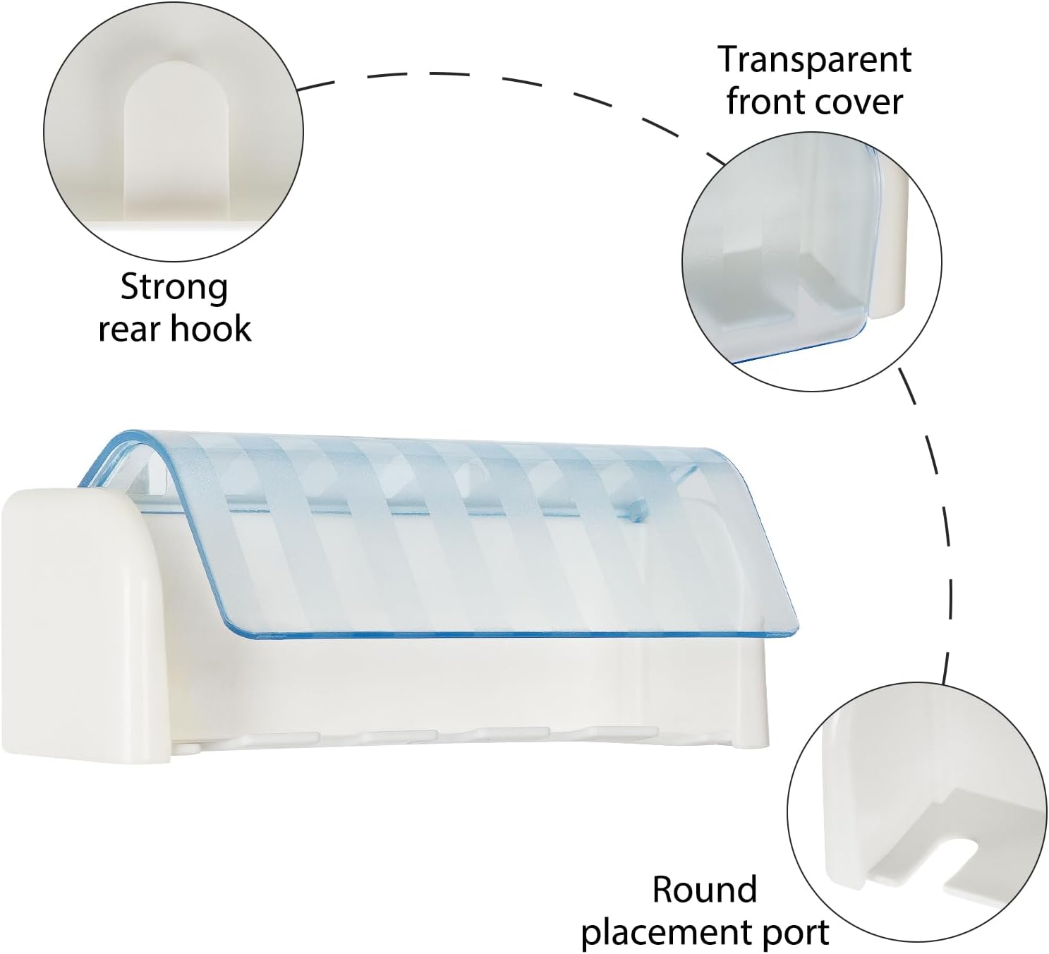 Soporte de pared para cepillos de dientes con 5 ranuras con tapa, organizador de almacenamiento de cepillos de dientes autoadhesivo para ducha,