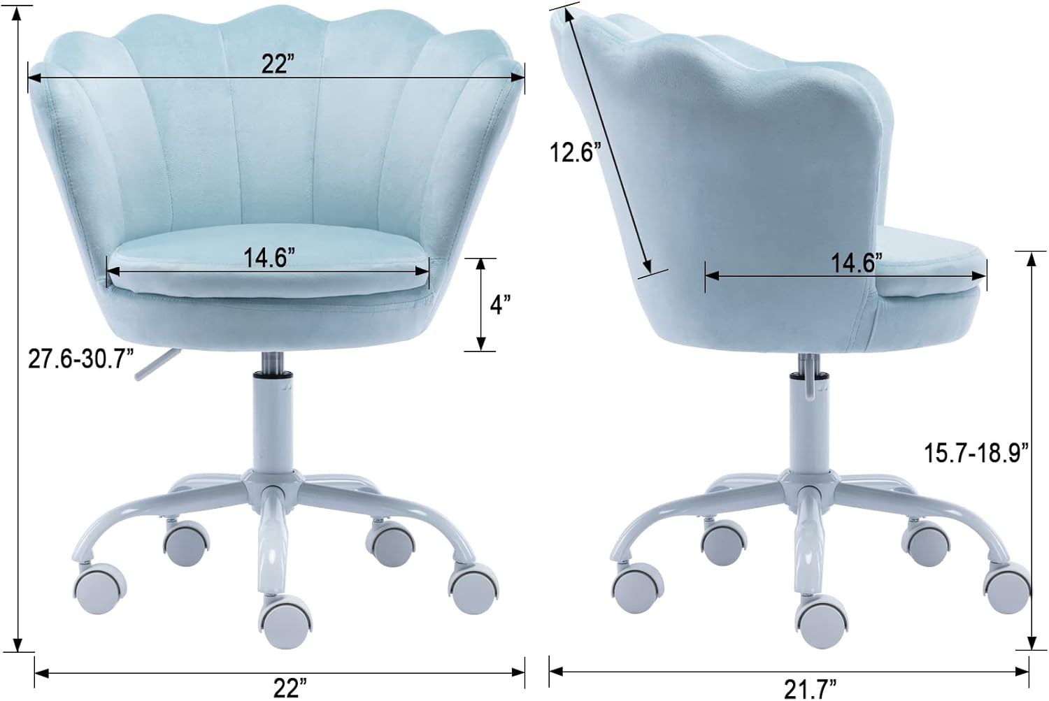 Silla de escritorio de terciopelo para niños, bonita silla de computadora moderna tapizada, con brazo giratorio, silla de tocador ajustable para