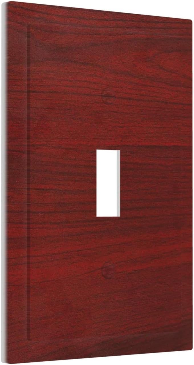 Prístine Farmhouse – Placa de interruptor de luz de 1 cuadrilla con impresión plana de madera color rojo y marrón para decoración de pared de una