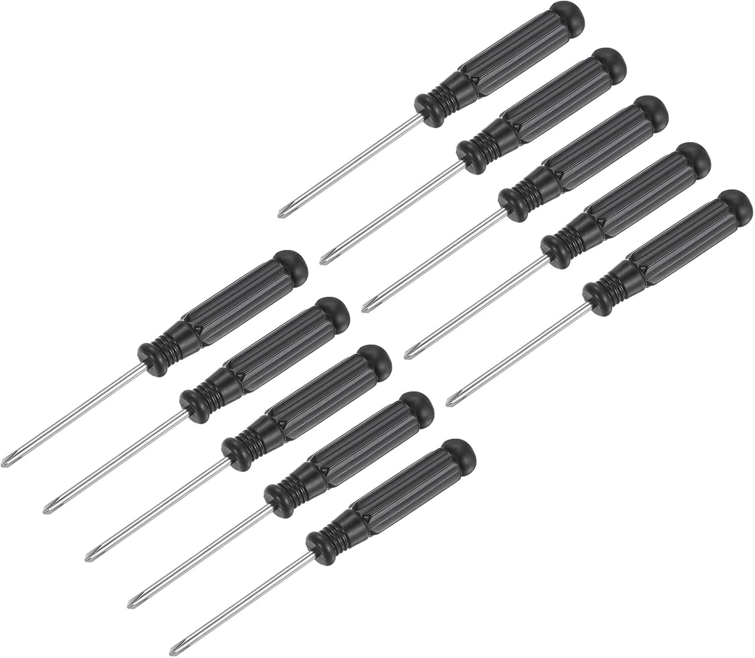 uxcell Mini destornillador Phillips, cabeza cruzada de 0.098 in con mango negro para electrodomésticos pequeños, 10 unidades