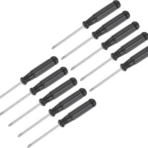 uxcell Mini destornillador Phillips, cabeza cruzada de 0.098 in con mango negro para electrodomésticos pequeños, 10 unidades uxcell Mini destornillador Phillips, cabeza cruzada de 0.098 in con mango negro para electrodomésticos pequeños, 10 unidades