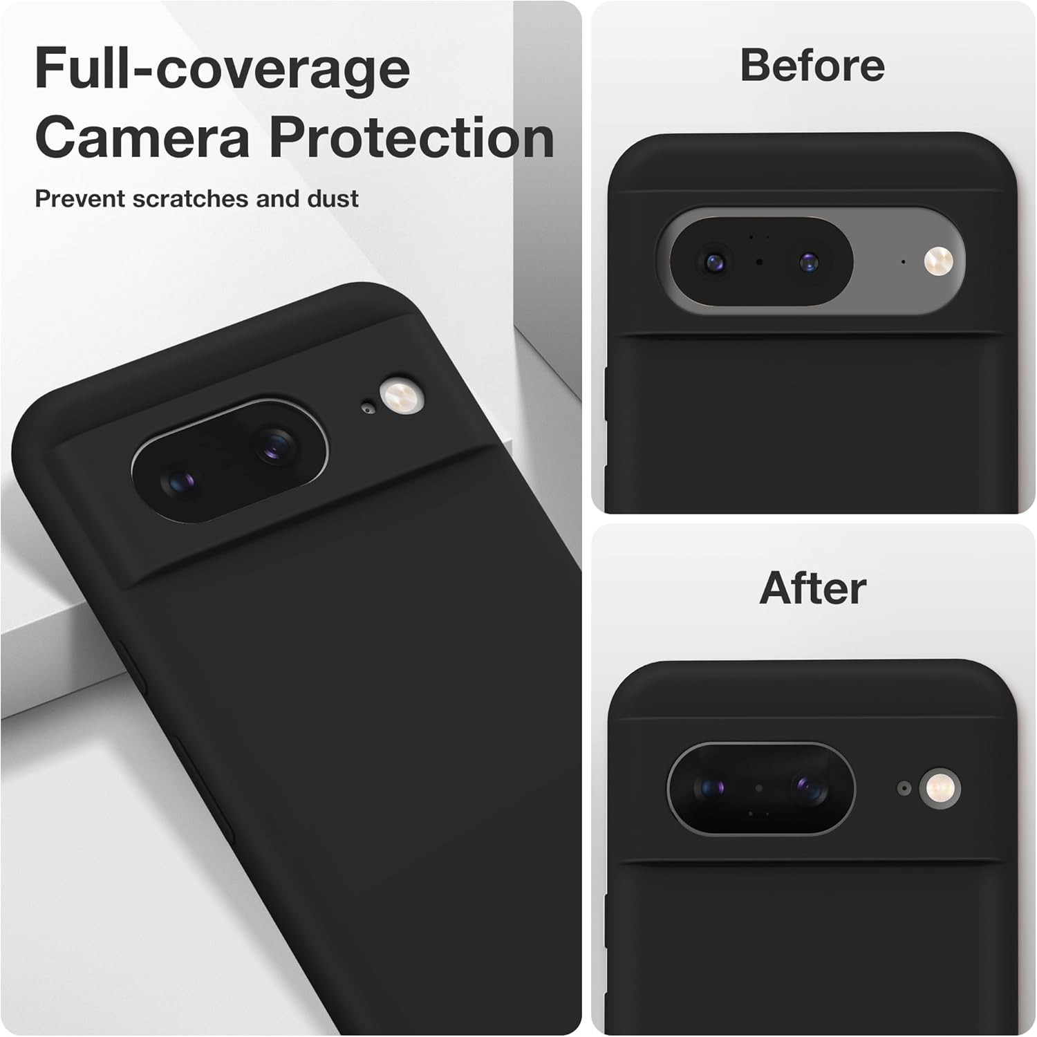 GONEZ Compatible con Google Pixel 8, funda de silicona líquida con 2 protectores de pantalla, funda protectora de cuerpo completo, a prueba de