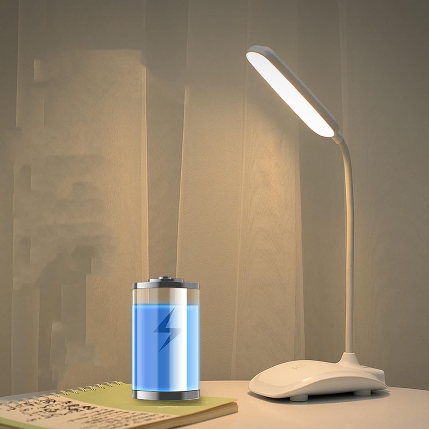 Headerbs Lámpara de escritorio LED, lámpara de mesa de carga USB para la escuela (blanco)