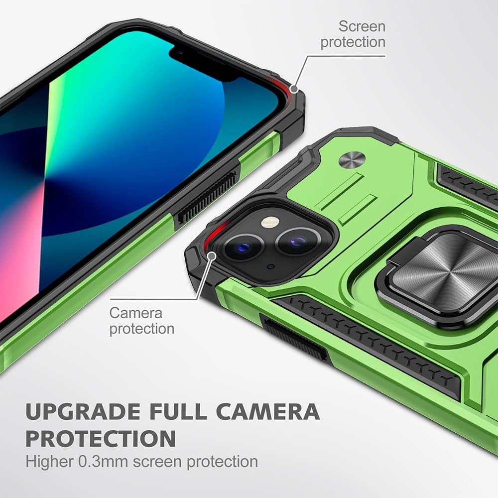 HNHYGETE Funda para iPhone 13, iPhone 14 con protector de pantalla HD, soporte giratorio de grado militar de 360 (resistente) a prueba de golpes