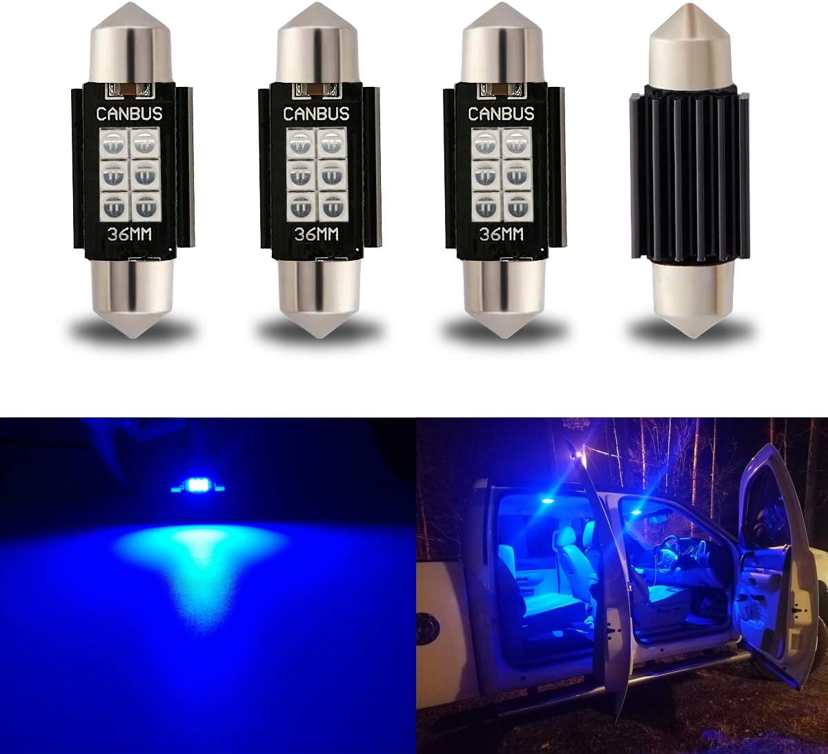 iBrightstar 6411 6418 C5W Festoon de 9-30V – Focos LED – Focos LED de 1.5pulgadas (36mm) extremadamente brillantes y sin errores para luces de