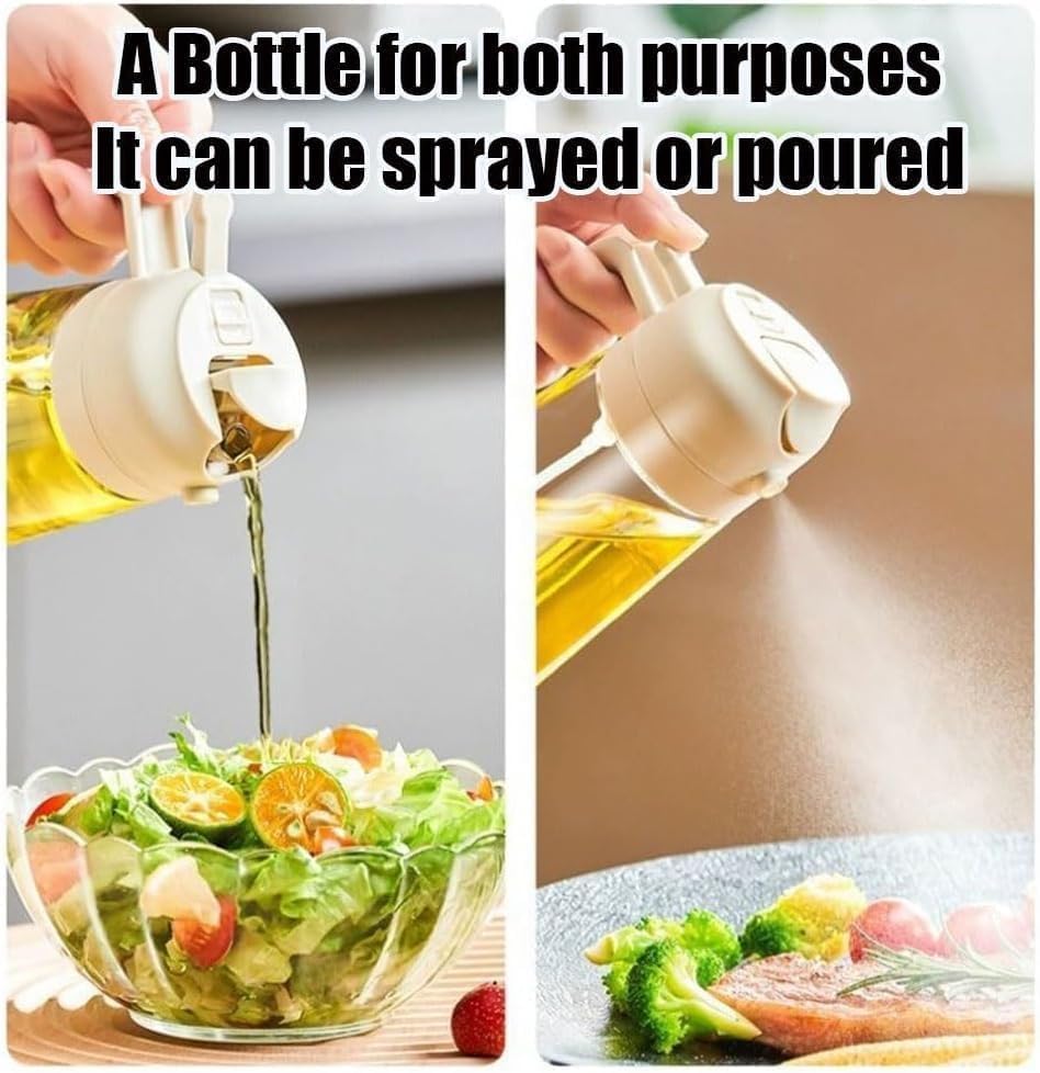 Anatoeway Botella dispensadora de aceite de 16 onzas para cocina, dispensador de aceite de oliva 2 en 1 y rociador de aceite, rociador de aceite
