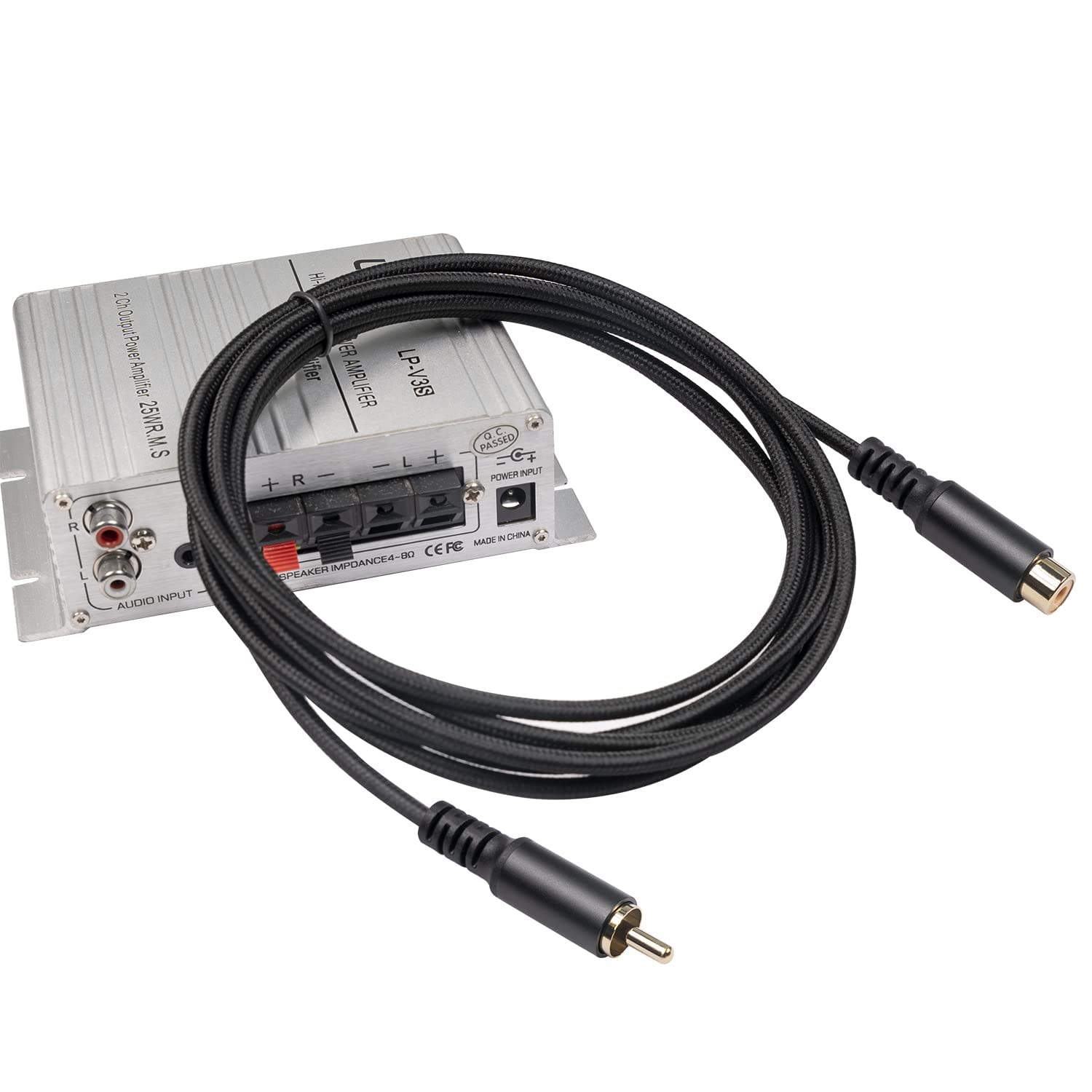 REXUS Cable de extensión RCA macho a famale de 20 pies (19.7 ft), cable de audio estéreo RCA de alta fidelidad, chapado en oro, carcasa de cobre