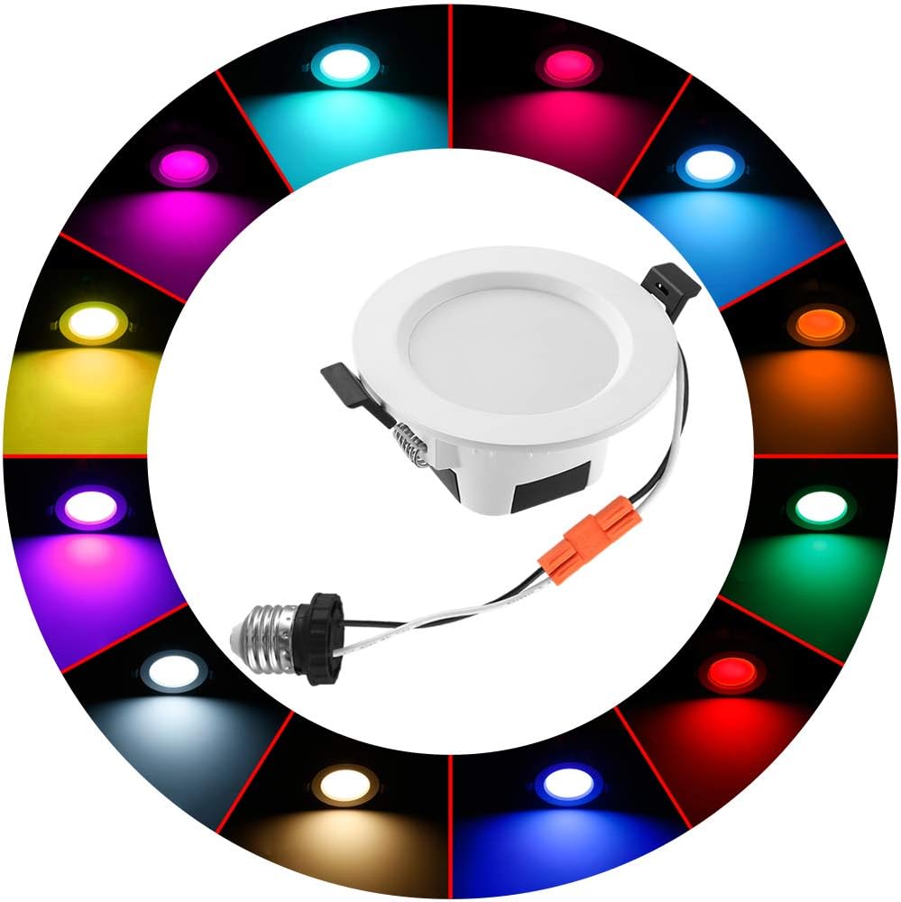 Sumaote – Kit de luces descendentes LED de 5W, inalámbricas, con control por Bluetooth, empotrables, RGBWC, 5 en 1, para iluminación de techo,
