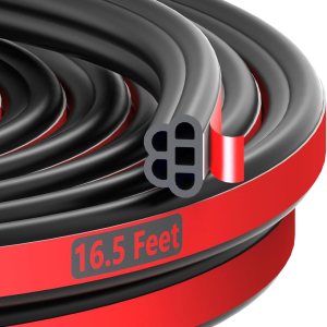 SOZATO Tira de goma universal para puerta de automóvil, autoadhesiva, insonorización, doble capa, 5 agujeros, para camioneta, caravanas (16.5 pies SOZATO Tira de goma universal para puerta de automóvil, autoadhesiva, insonorización, doble capa, 5 agujeros, para camioneta, caravanas (16.5 pies