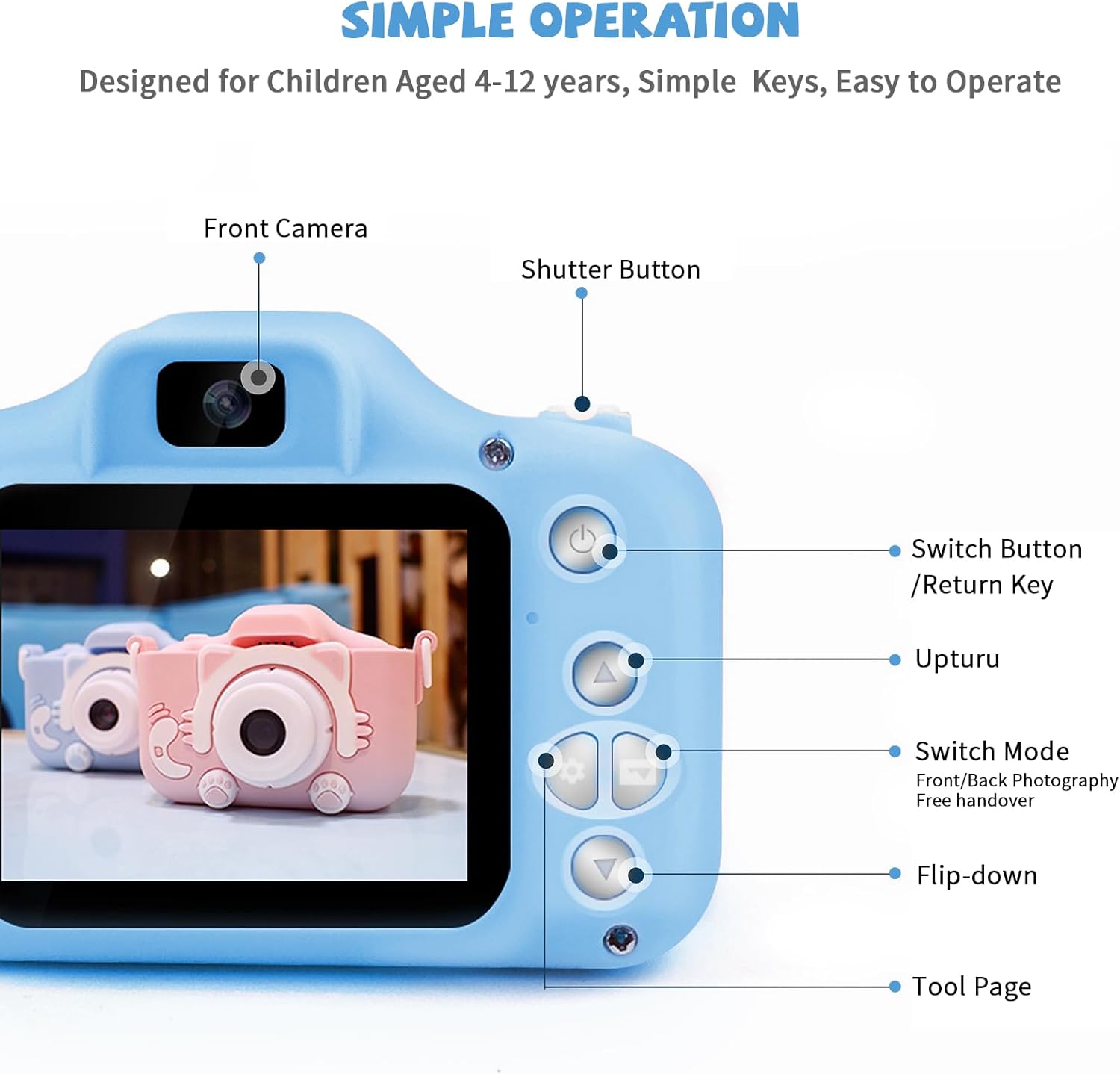 Cámara digital HD 1080P para niños, ideas de regalo de cumpleaños para niños y niñas de 3 a 12 años, juguete para niños pequeños para 3, 4, 5, 6, 7,