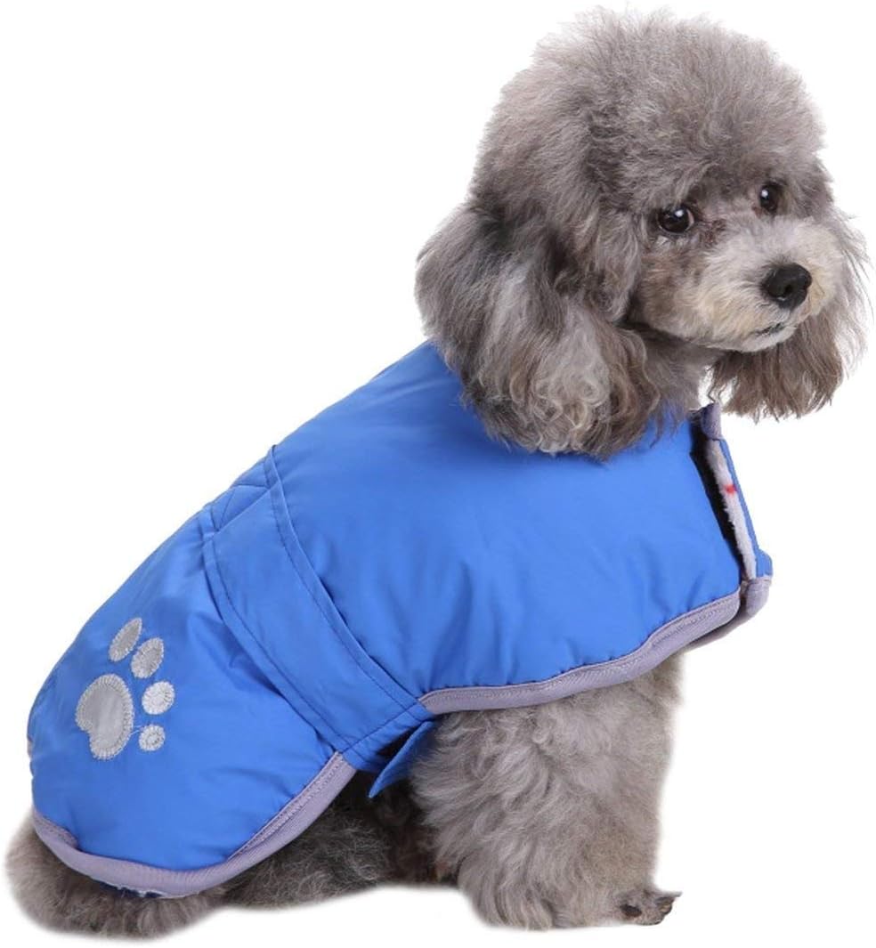 Chamarra para perros, para climas fríos, reversible, forro polar para Invierno, chaleco, para mascotas, impermeable,, S, Azul